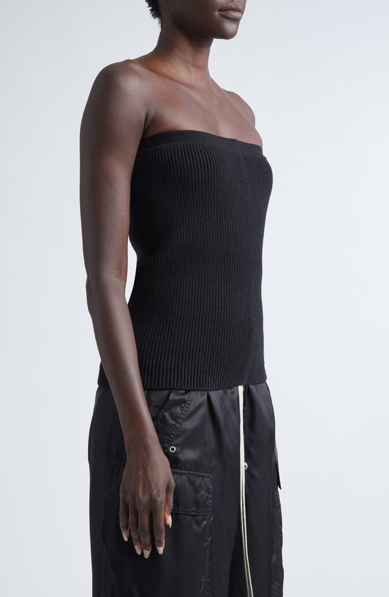 Rick Owens Rib Virgin Wool Blend Tube Top, Alternate, color, Black