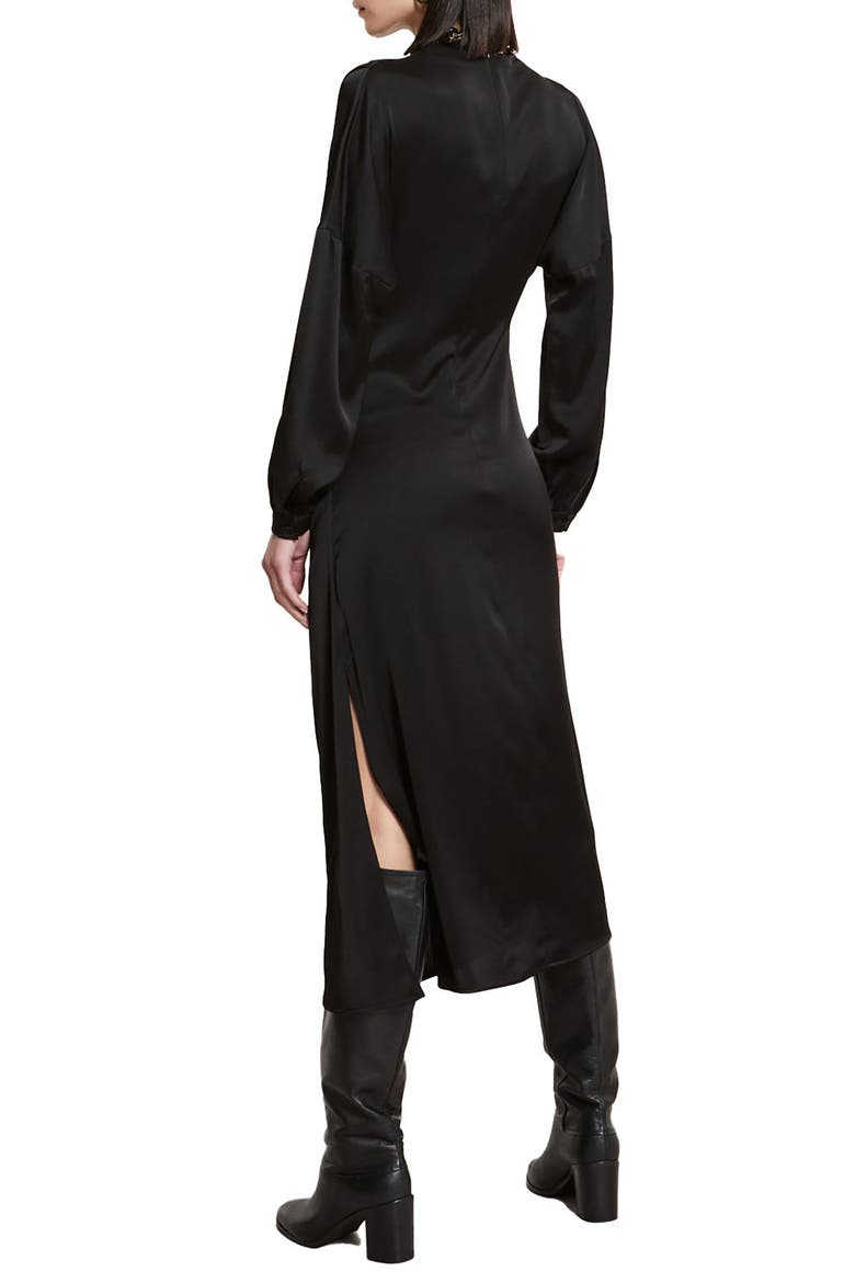 Viscose long dress with long sleeves, Alternate, color, Black