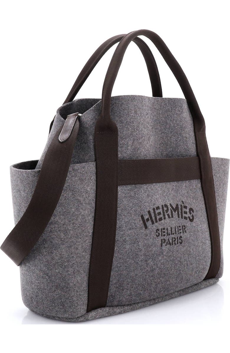 Pre-Owned Hermes Sac De Pansage Groom Handbag Felt, Alternate, color, Gris Clair