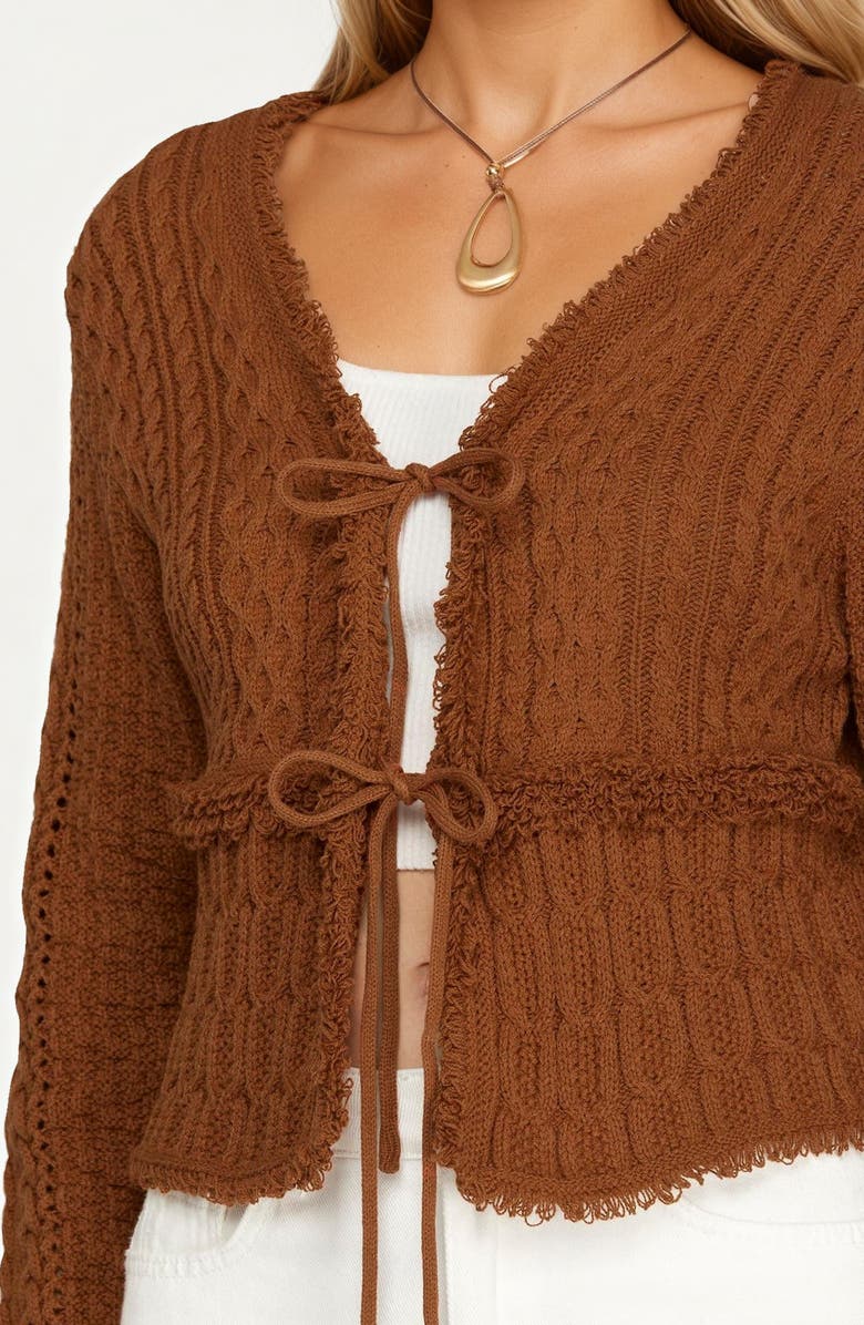 Knit and Lounge Cable Knit Tie Front Cardigan, Alternate, color,