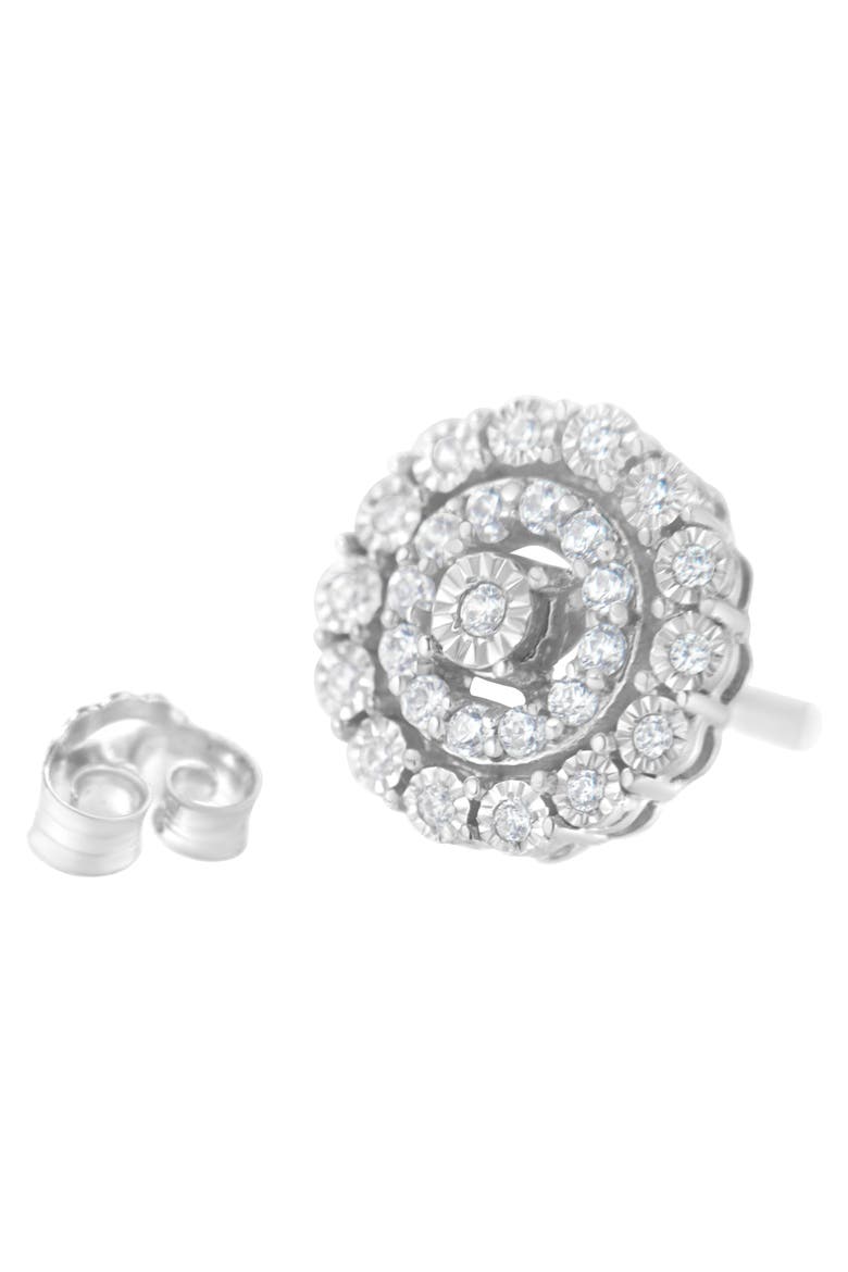 10KT White Gold 1/2 Ct Double Halo Diamond Stud Earrings, Alternate, color, White