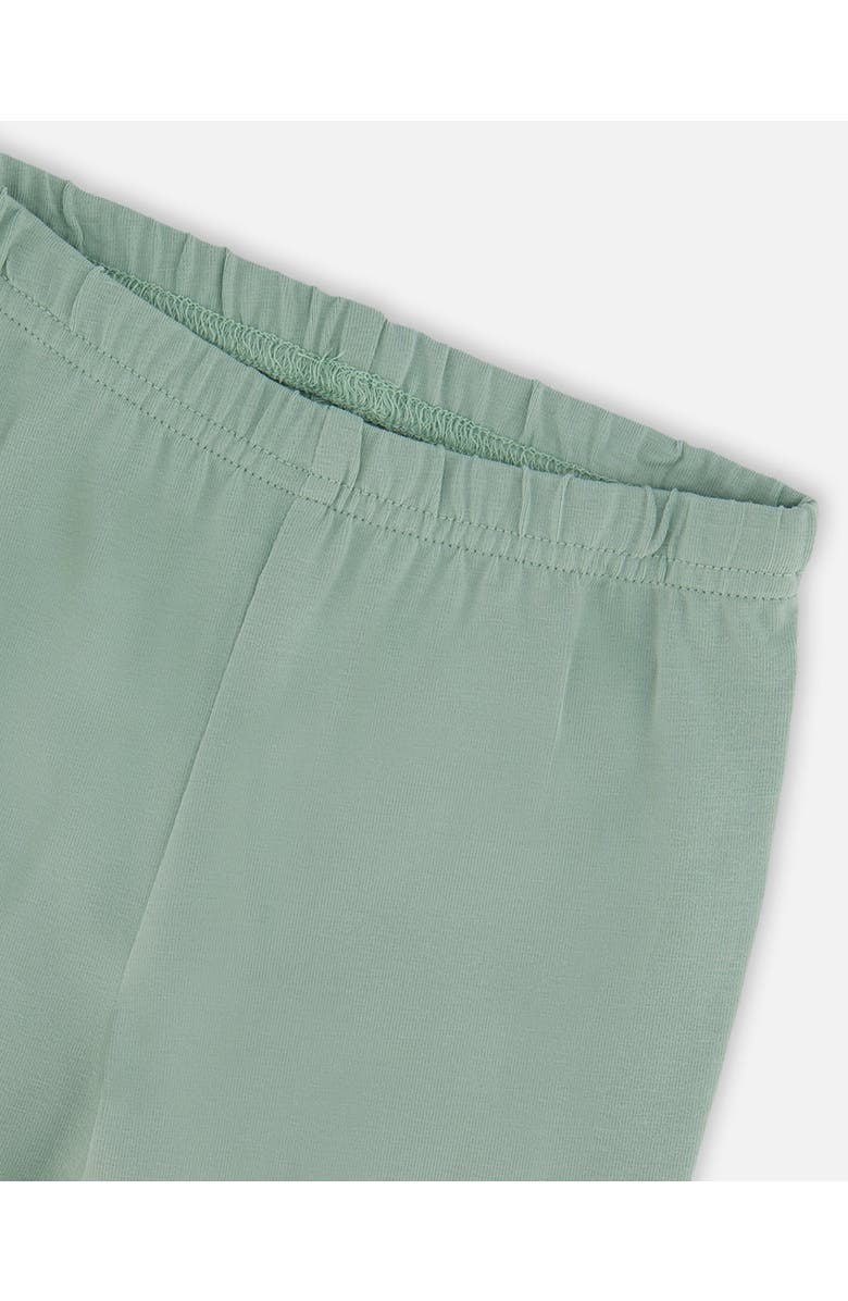Deux par Deux Organic Cotton Jersey Leggings with Floral Detail, Alternate, color, Jade Green