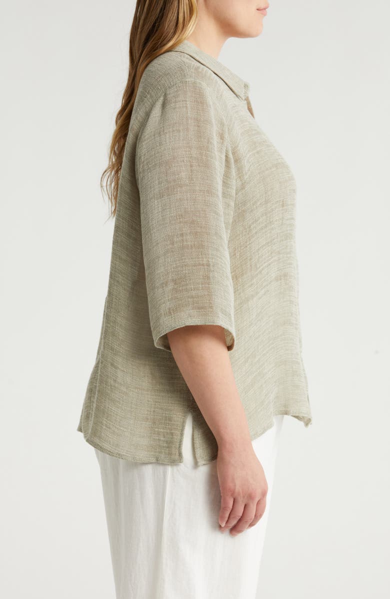 Eileen Fisher Classic Marled Linen Blend Shirt, Alternate, color,