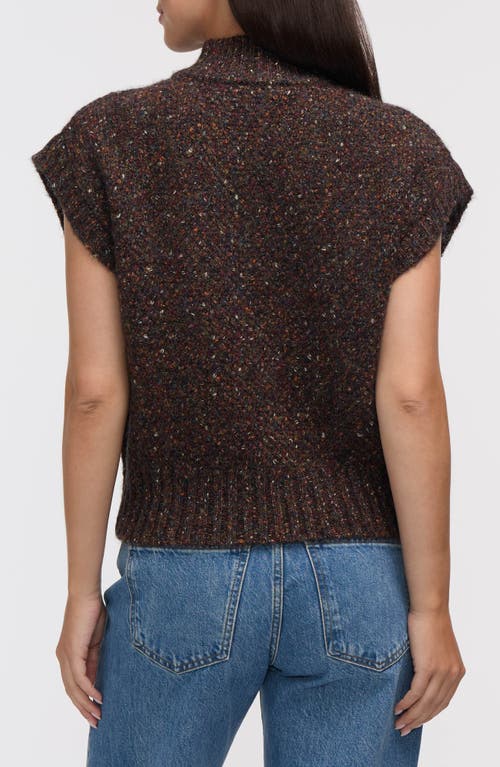 Nvlt Marled Mock Neck Cap Sleeve Sweater In Brown
