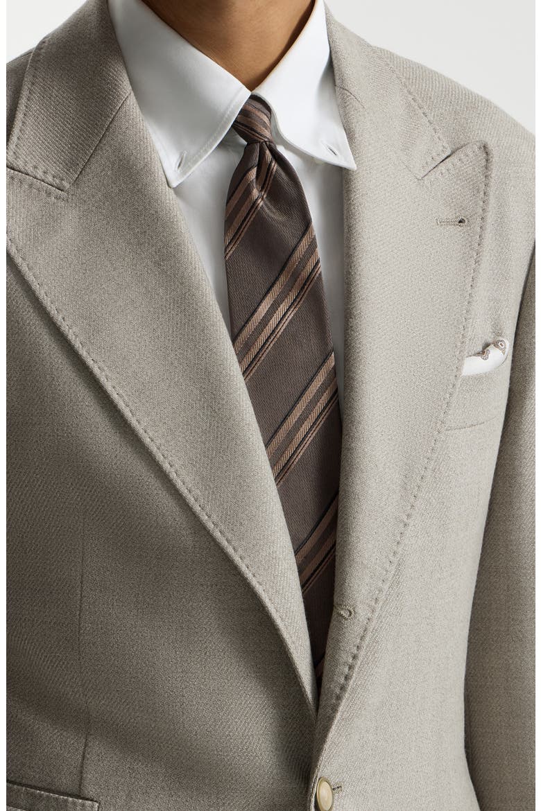 Textured striped silk tie, Alternate, color, Hazelnut