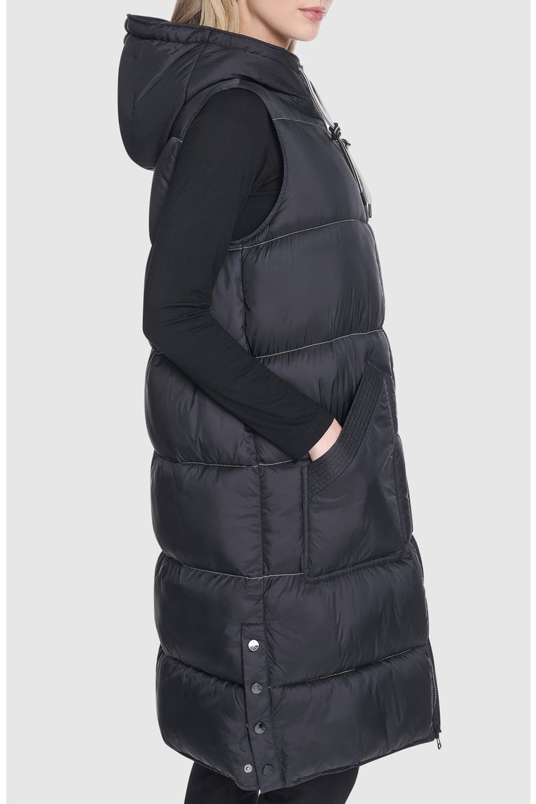 Kerr Hooded Longline Puffer Vest, Alternate, color, BLACK