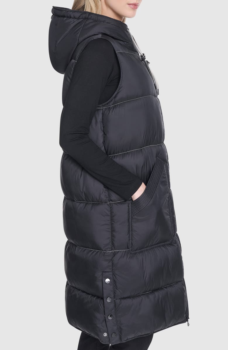 Andrew Marc Kerr Hooded Longline Puffer Vest, Alternate, color, Black