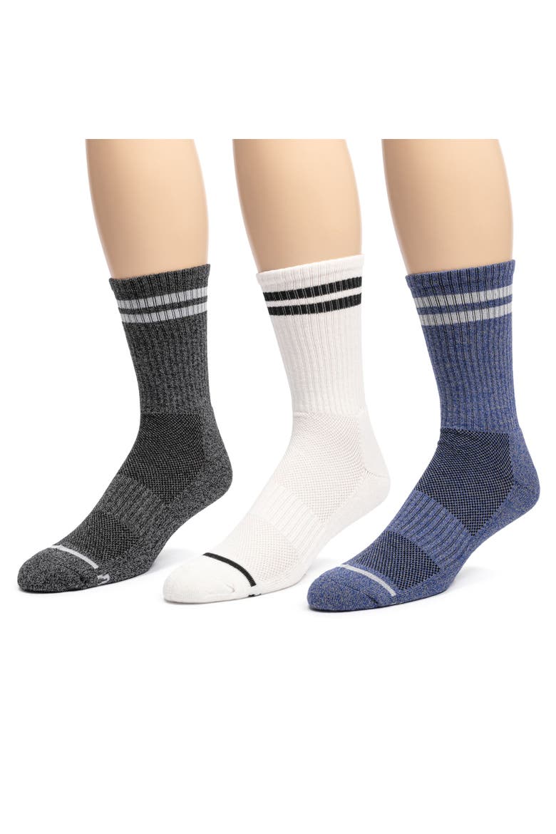 Men's 3 Pair Pack Sporty Crew Cotton Socks, Alternate, color, Blue/Black