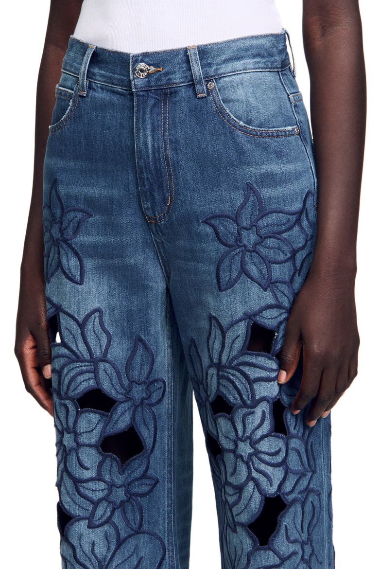 Embroidered jeans, Alternate, color, Blue jean
