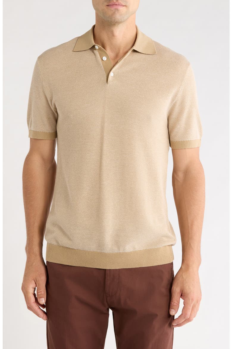 Two-Tone Cotton Polo, Main, color, CORNSTALK ANTIQUE WHITE