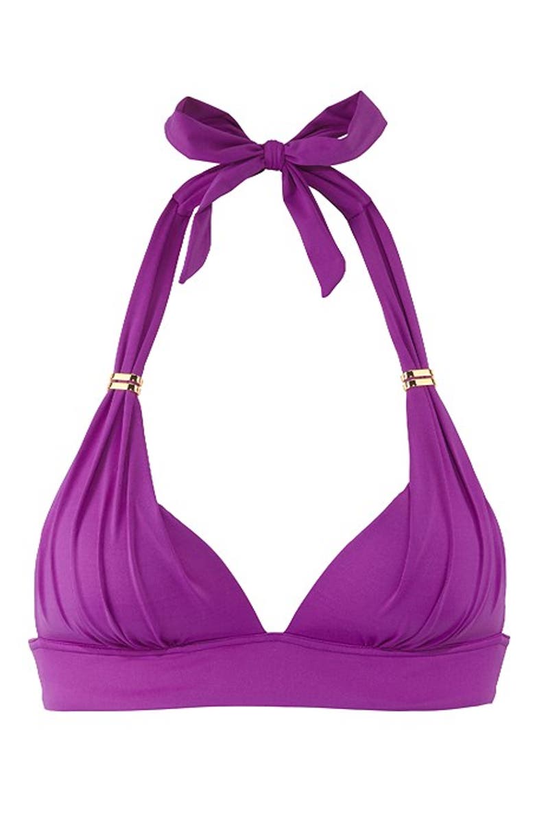 LASCANA Women's Hardware Detail Triangle Bikini Top Size 34B, Alternate, color, Purple