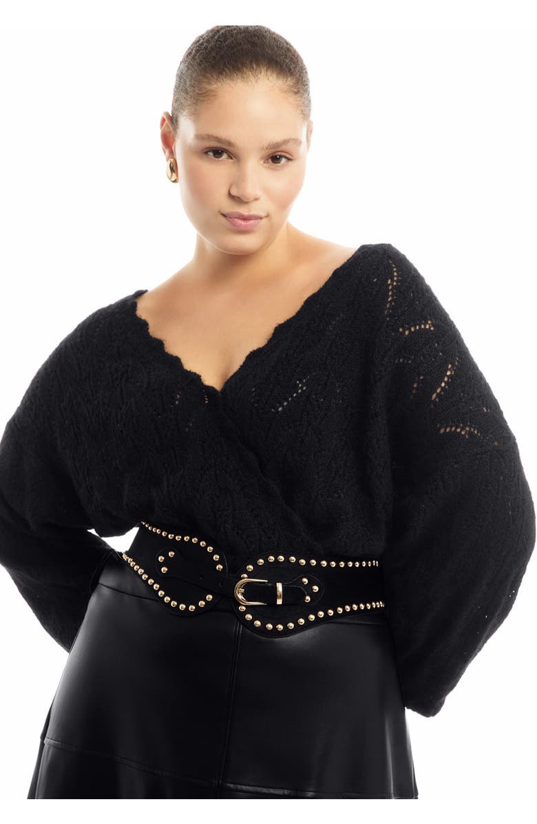 June + Vie Cropped Boat Neck Sweater, Alternate, color, Black Onyx