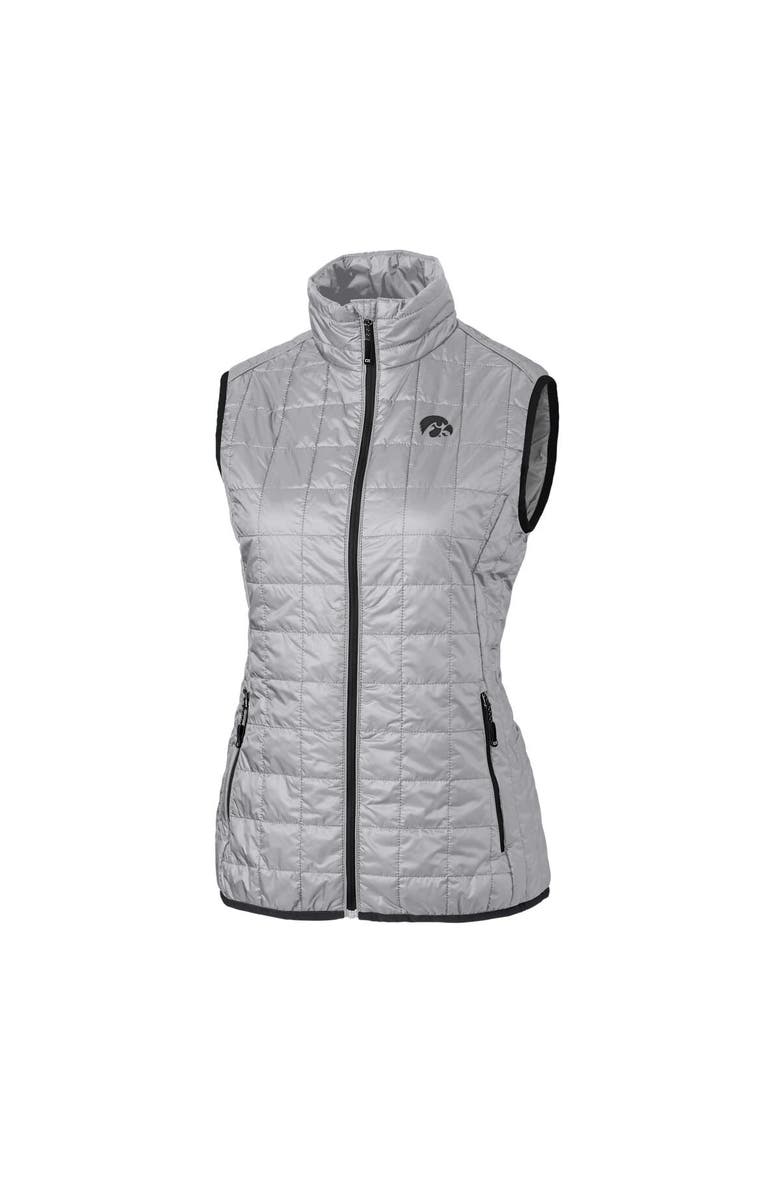 Cutter & Buck Women's Cutter & Buck Gray Iowa Hawkeyes Rainier Full-Zip Puffer Vest, Main, color, 