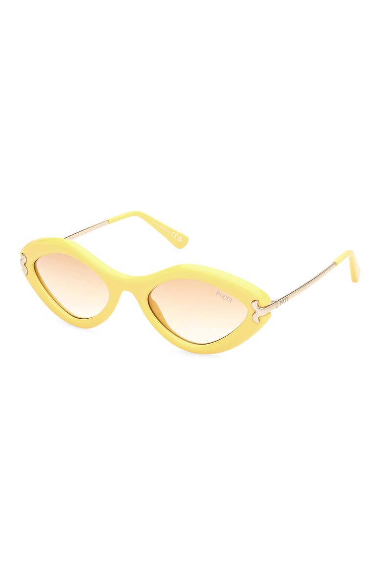Geometric 54mm Sunglasses, Alternate, color, SHINY YELLOW / GRADIENT BROWN