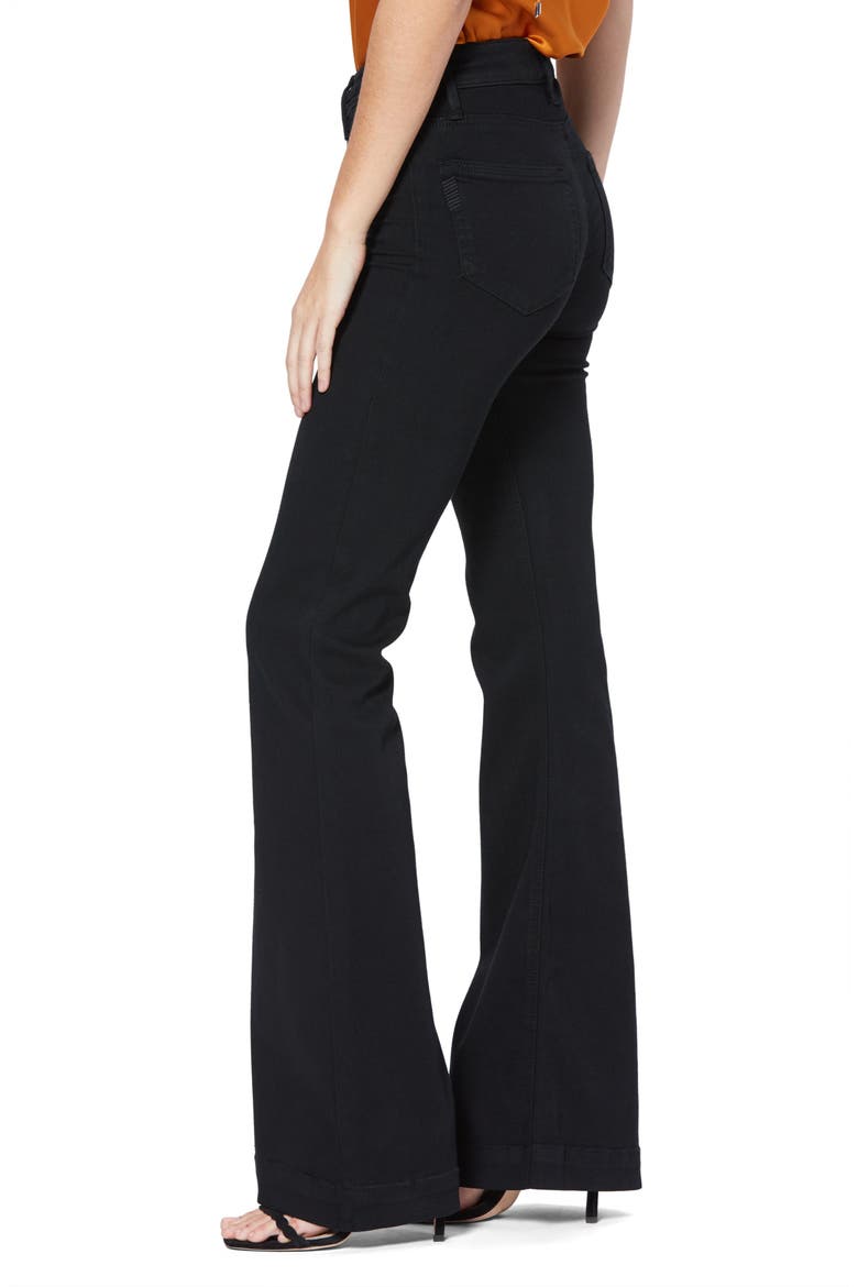 Transcend Genevieve High Rise Buckle Flare Jeans, Alternate, color, BLACK SHADOW