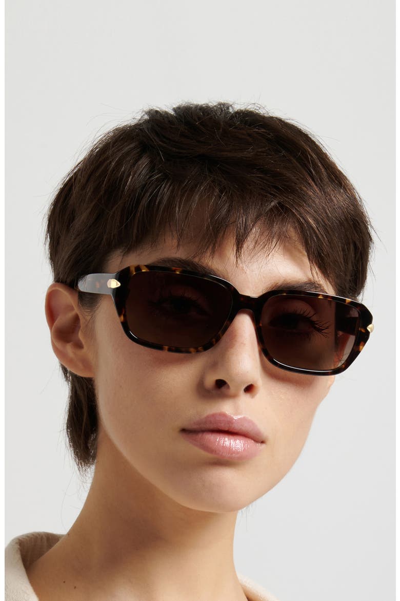 58mm Rectangular Sunglasses, Alternate, color, HAVANA/ BROWN SF