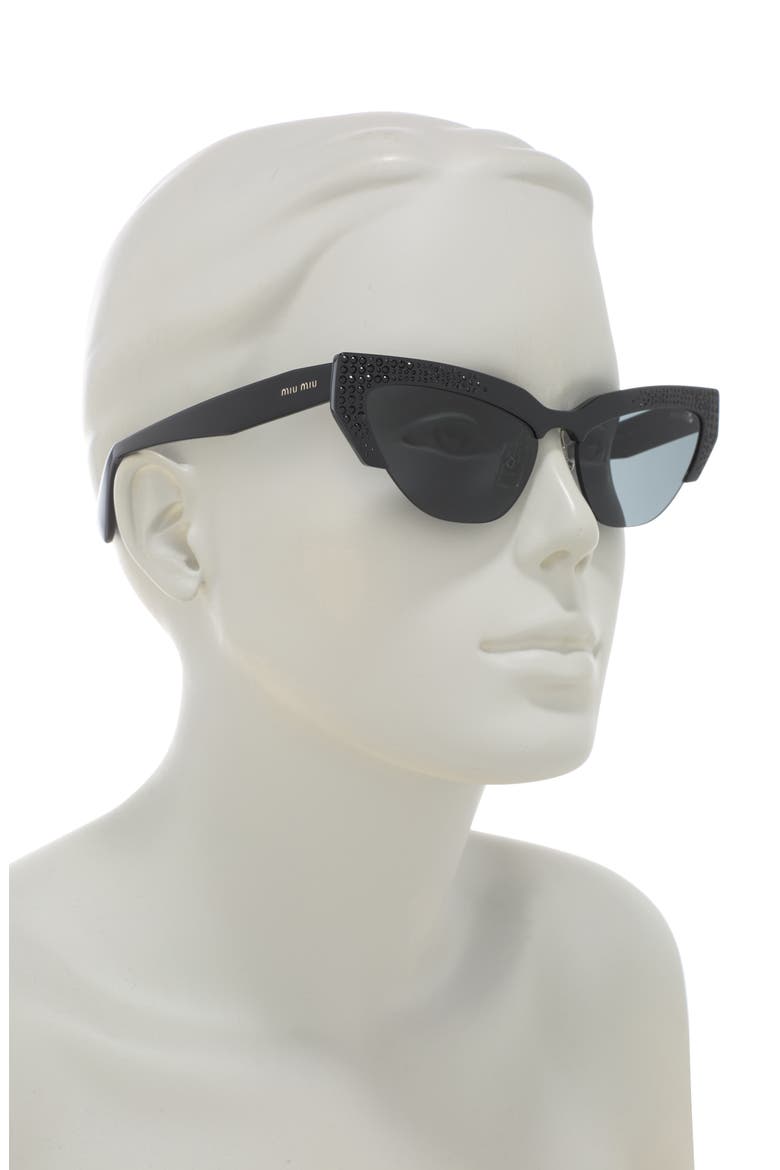 59mm Modern Cat Eye Sunglasses, Alternate, color, BLACK