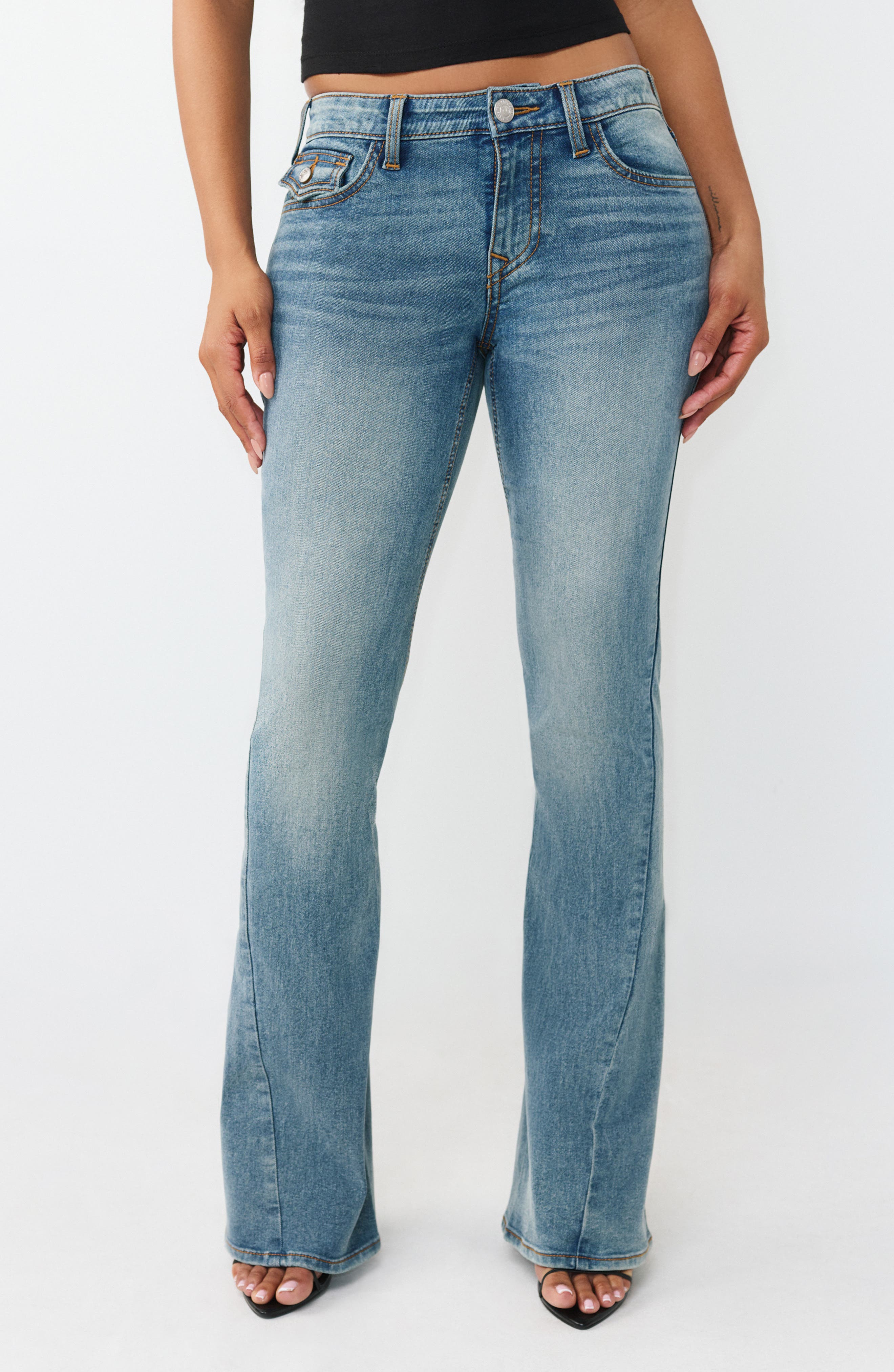 True Religion Joey Flap Pocket Flare Leg Jeans
