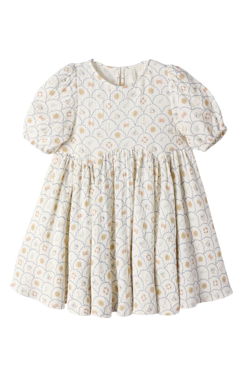 Rylee + Cru Nautical Rose Dress With Bloomers, Alternate, color, Ivory