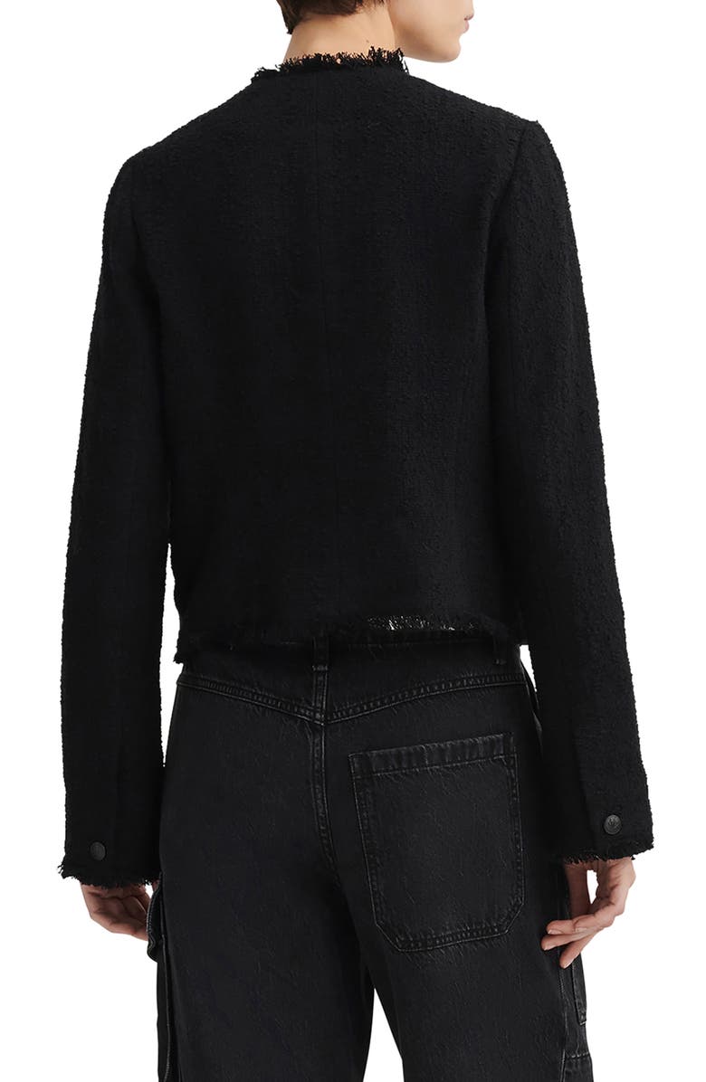 rag & bone Carmen Fringe Tweed Jacket, Alternate, color, Black
