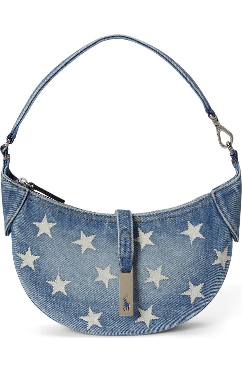 Polo Ralph Lauren Mini Polo ID Star Print Denim Shoulder Bag, Main, color, Helena Wash