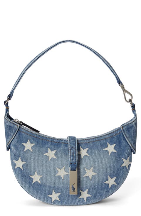 Mini Polo ID Star Print Denim Shoulder Bag