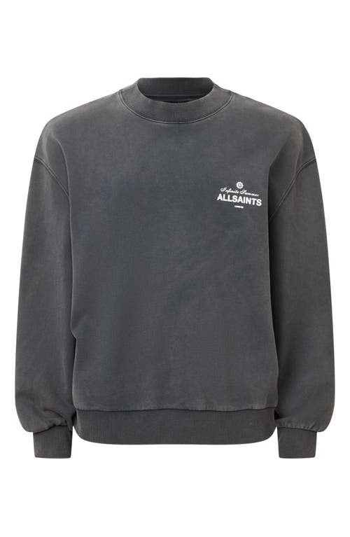 Shop Allsaints Soleil Cotton Graphic Sweatshirt In Washed Black