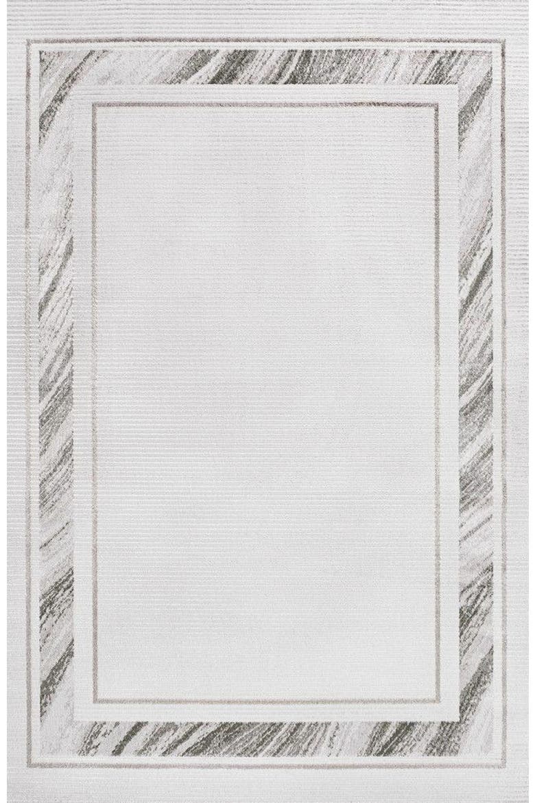 Athens Classic Border Marble Pattern High-Low Area Rug, Alternate, color, Silver/White