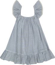 Mer St. Barth Mini Eva Girl's Ruffle Dress Marine Stripe