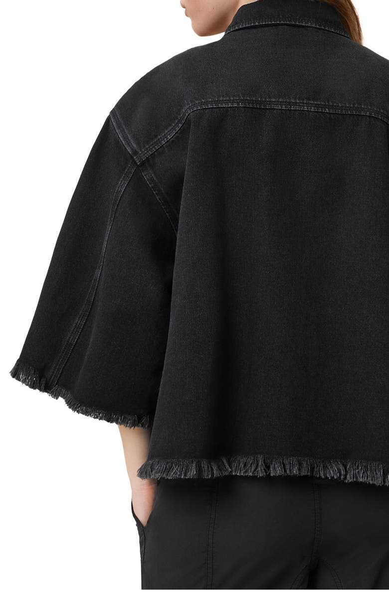 AllSaints Faye Oversize Frayed Hem Denim Button-Up Shirt, Alternate, color, 