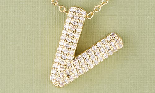 Leith Pavé Cubic Zirconia Initial Pendant Necklace In Gold