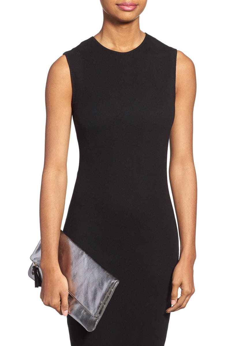 Clare V. 'Maison' Metallic Leather Foldover Clutch, Alternate, color,