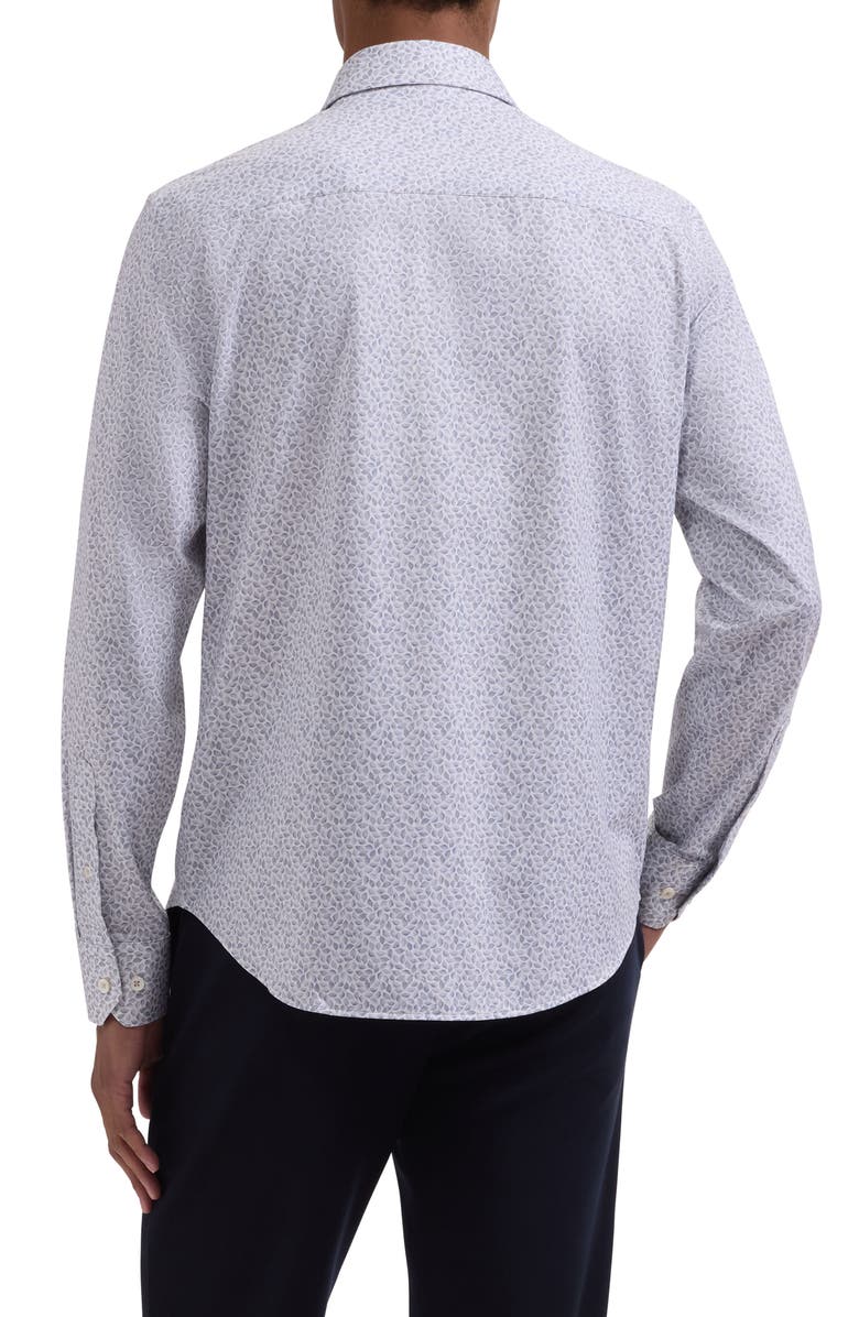 Bugatchi James OoohCotton<sup>®</sup> Leaf Print Button-Up Shirt, Alternate, color, Sand