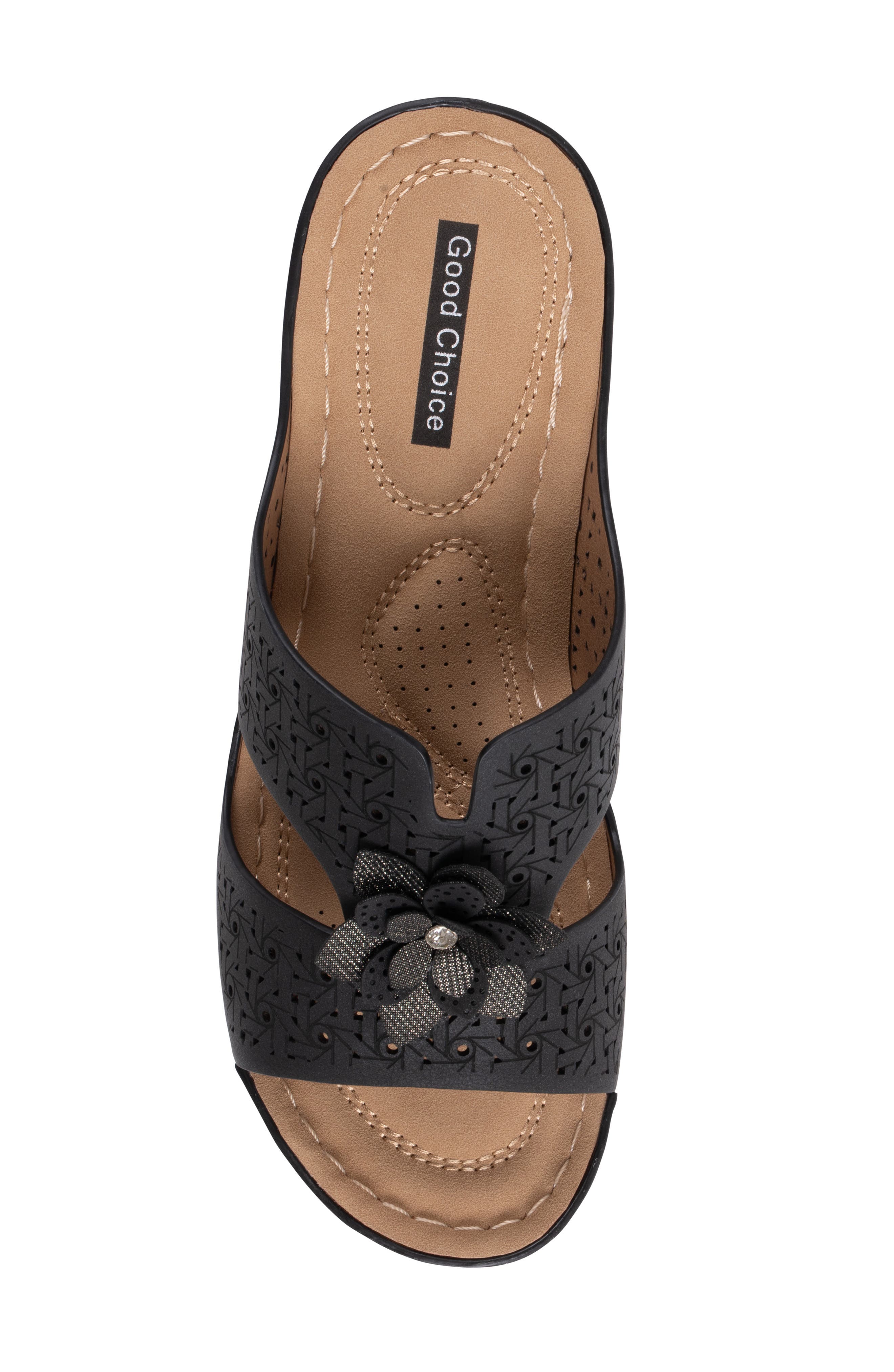 GOOD CHOICE NEW YORK Nancia Wedge Sandal, Alternate, color, Black