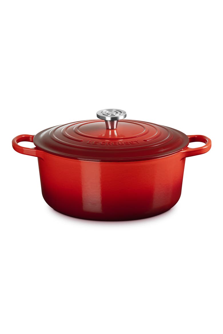 Enameled Cast Iron Dutch Oven, Main, color, CERISE
