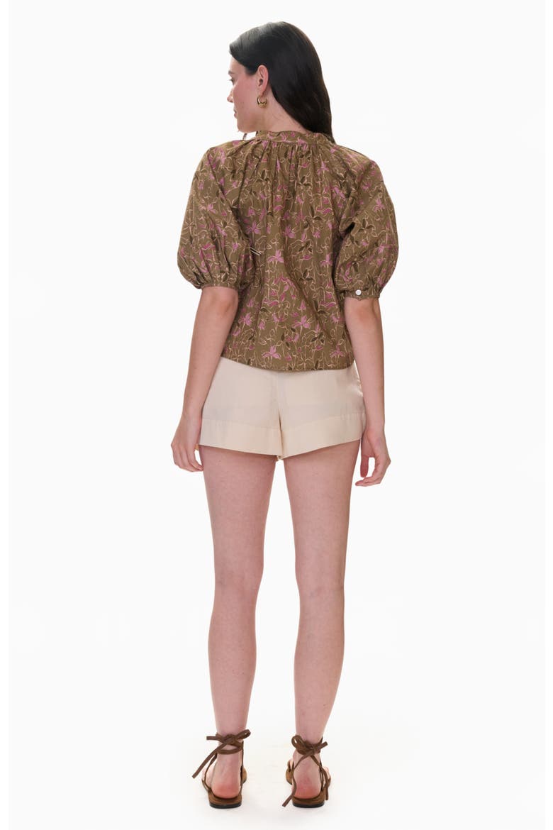 Josie Pleat Shirt, Alternate, color, Olive Multi