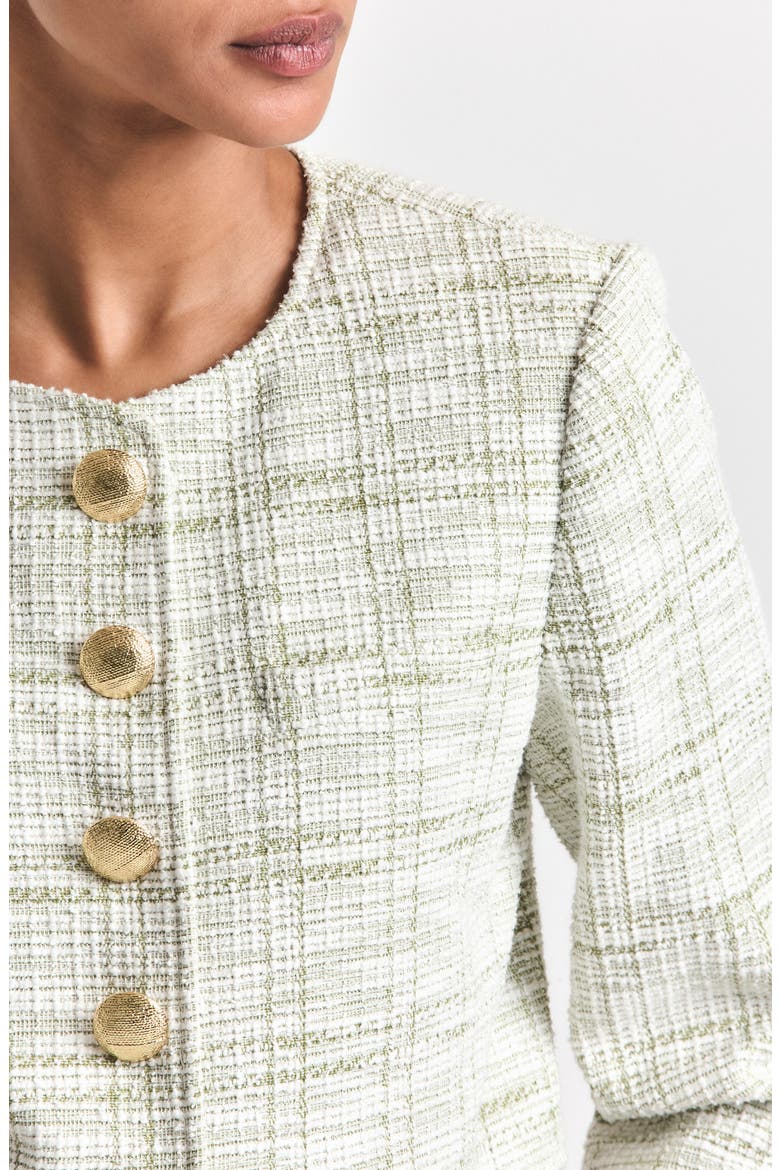Juliette Crop Tweed Jacket, Alternate, color, SOFT SAGE/ WHITE
