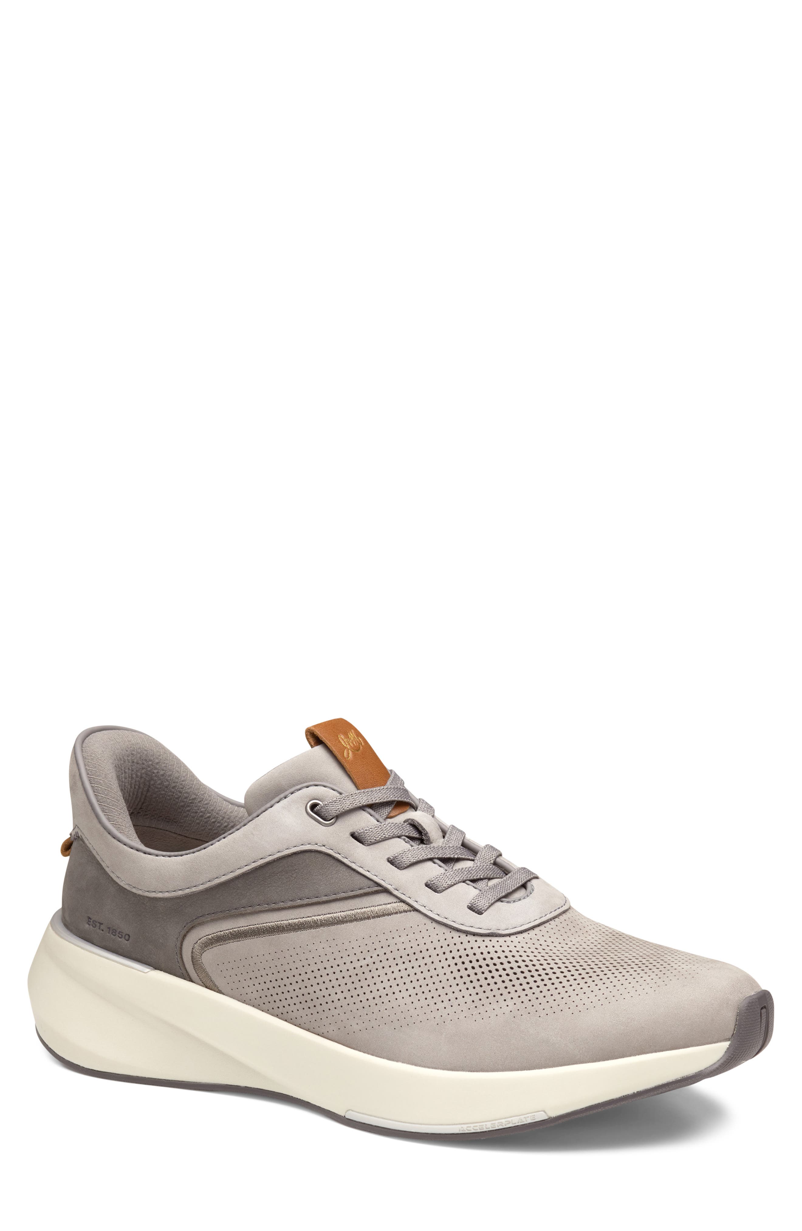 Johnston & Murphy Surge U-Throat Embossed Sneaker, Main, color, Gray Nubuck