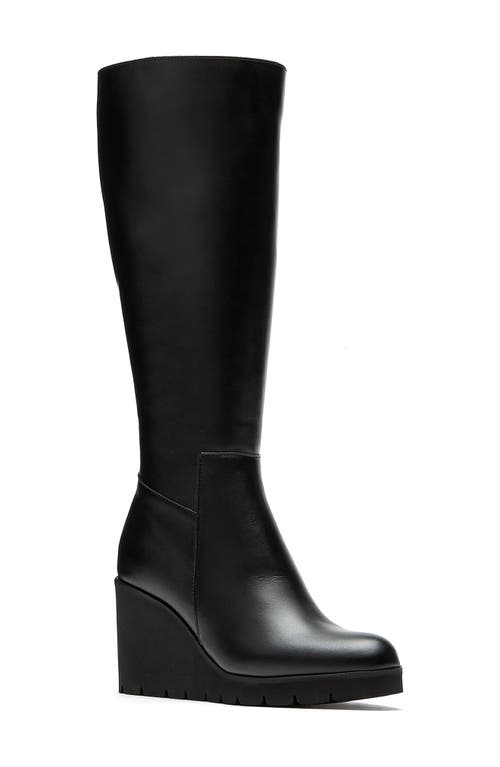 La Canadienne Goup Waterproof Knee High Wedge Boot in Black Leather 