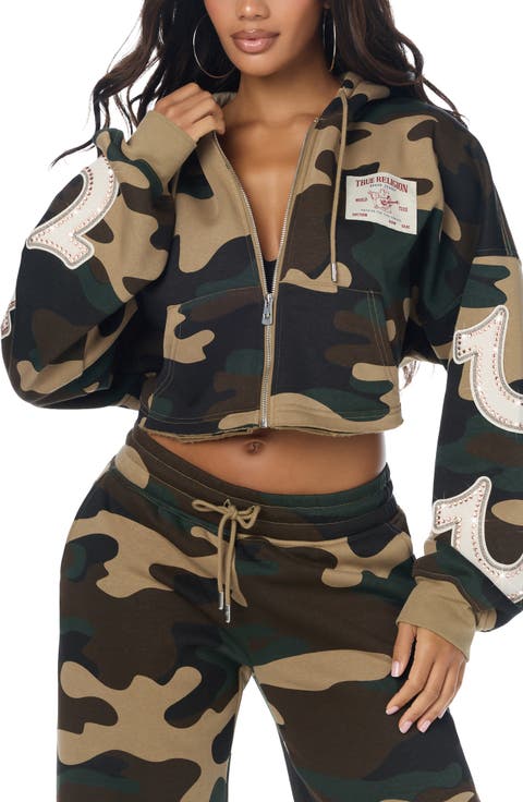 Appliqué Logo Crop Hoodie
