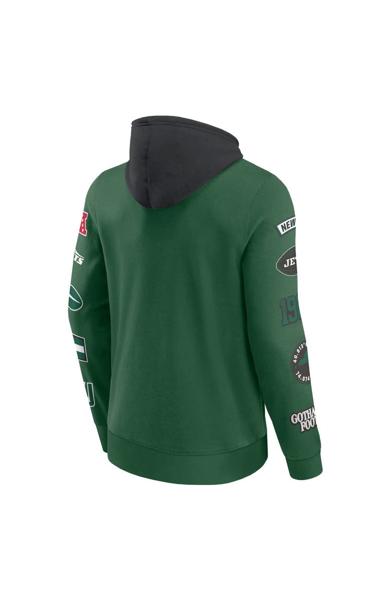 FANATICS Men's Fanatics  Green/Black New York Jets Patched Out Pullover Hoodie, Alternate, color, Green