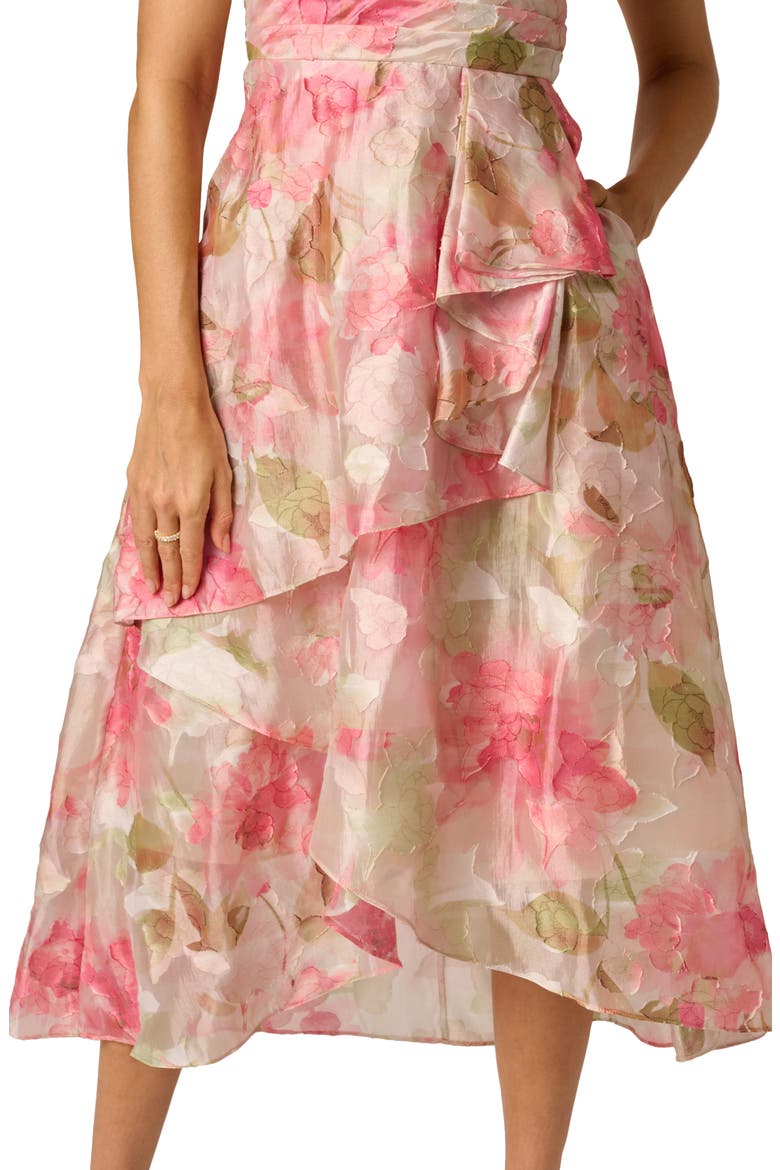 Cascade Floral Organza Gown, Alternate, color, SAGE MULTI