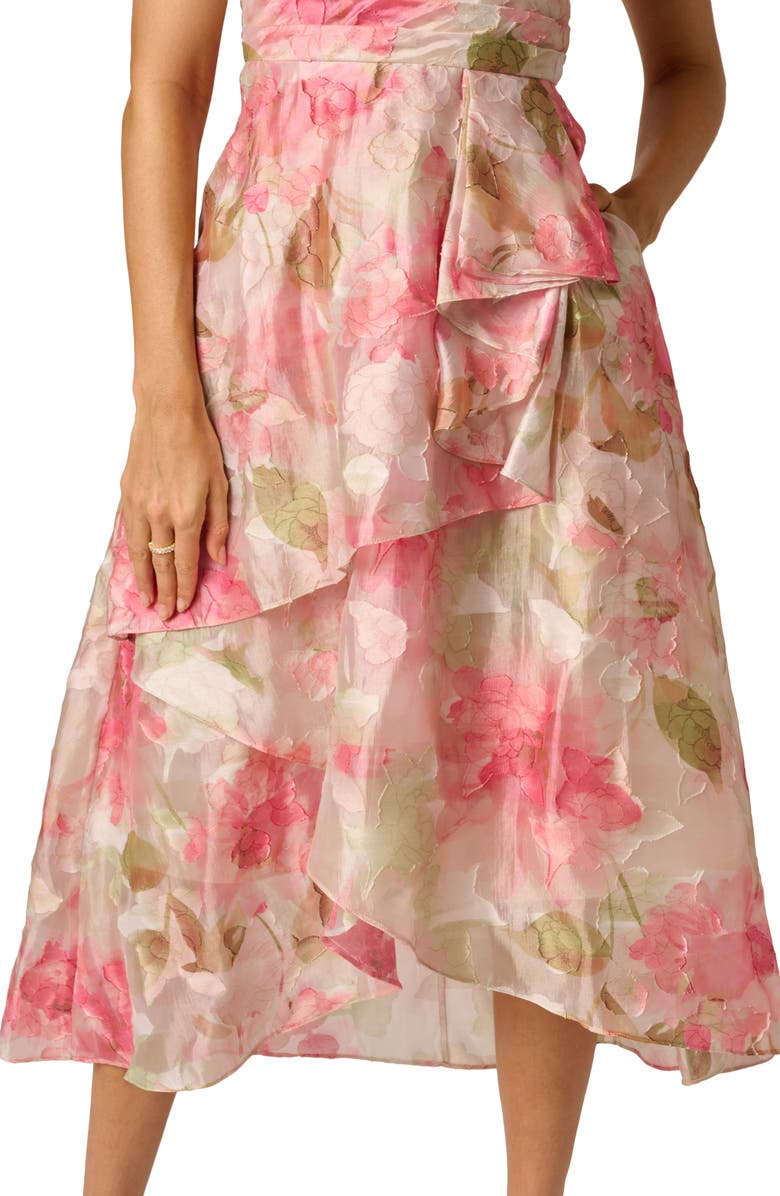 Adrianna Papell Cascade Floral Organza Gown, Alternate, color, 