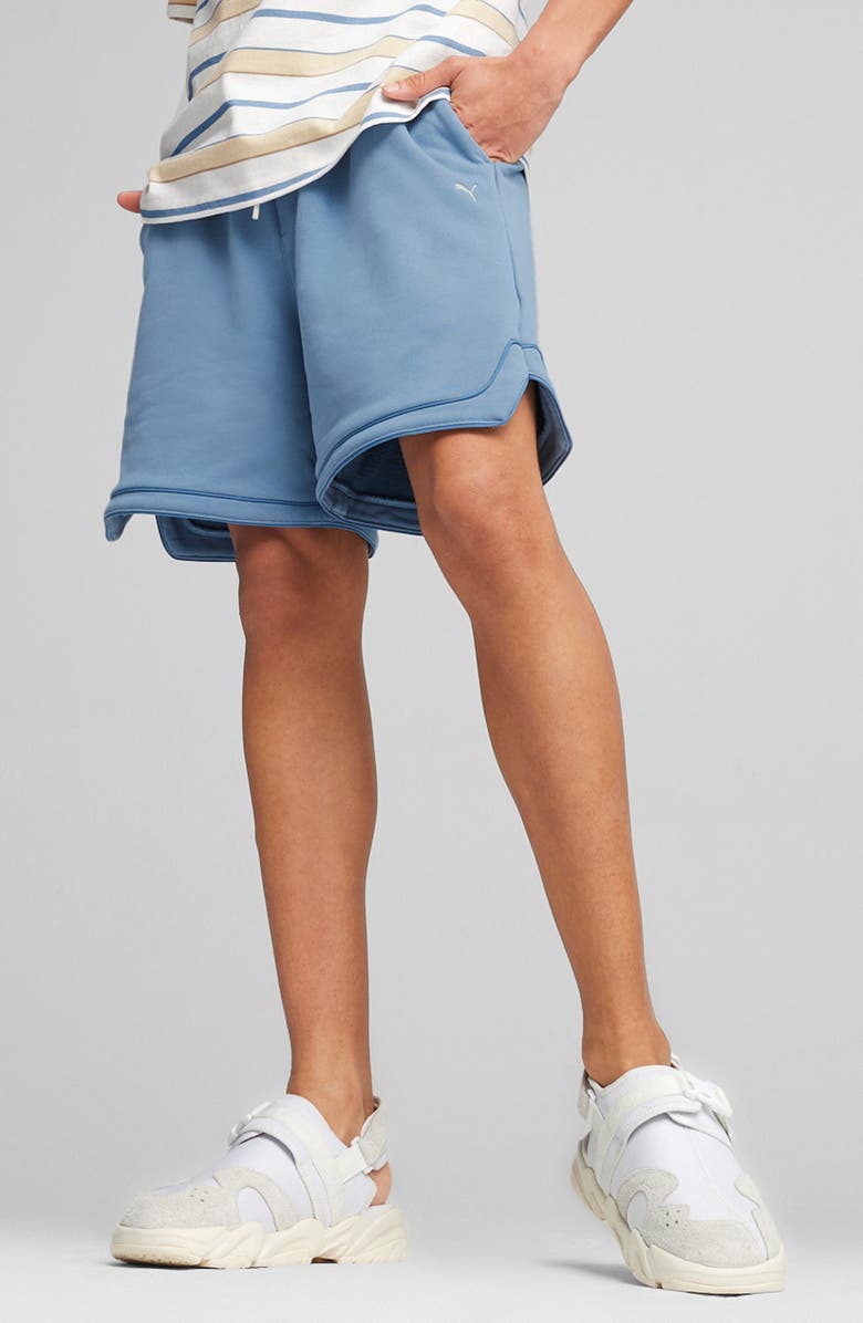 PUMA Basketball Nostalgia Cotton French Terry Sweat Shorts, Main, color, 