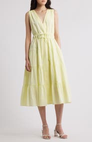 KOBI HALPERIN Lace Detail Sleeveless Cotton Midi Dress