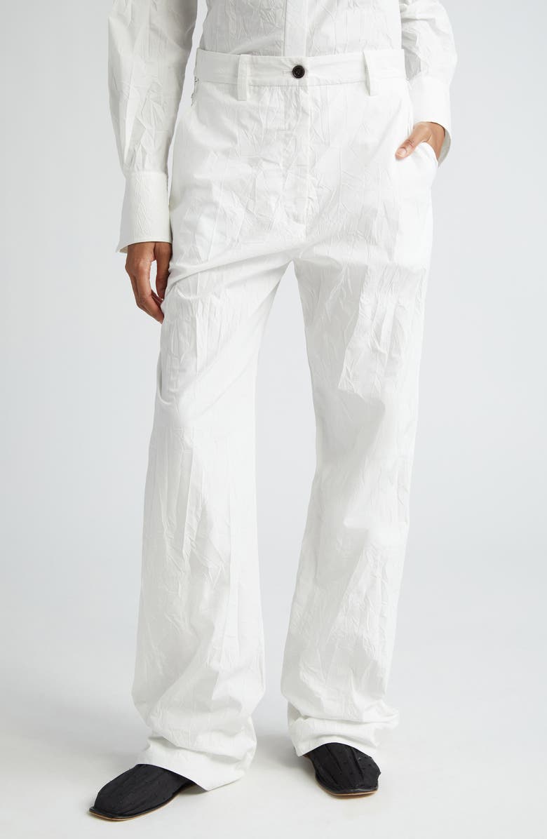 Proenza Schouler Rory Relaxed Fit Crinkled Poplin Straight Leg Pants, Main, color, 