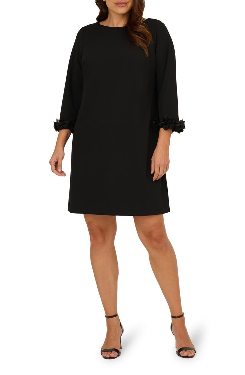 Adrianna Papell 3D Floral Cuff Crepe Shift Dress, Main, color,