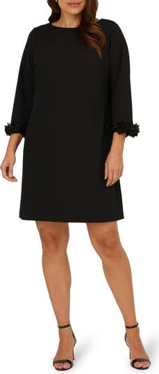 Lace Trim Long Sleeve Stretch Crepe Blazer Cocktail Minidress