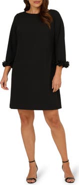 Adrianna Papell 3D Floral Cuff Crepe Shift Dress