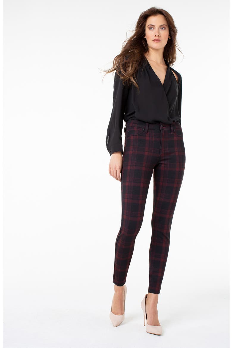 Plaid Super Skinny Knit Pants, Alternate, color, RED/ BLACK